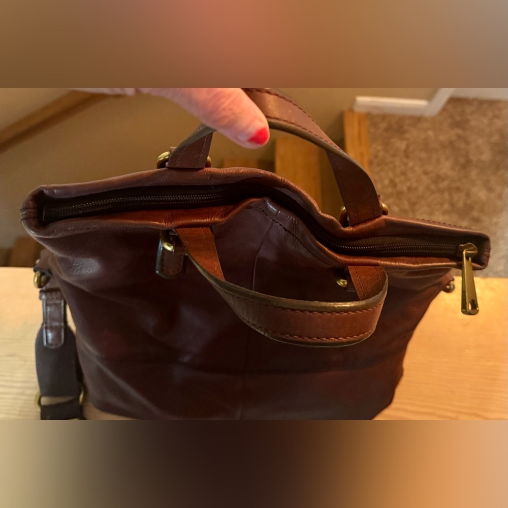 Fossil Brown Leather Crossbody Bag - Picture 7 of 14